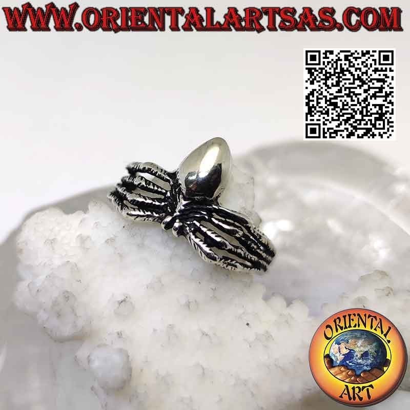 Bague en argent en forme d'araignée tarentule sur 8 pattes (lisse)