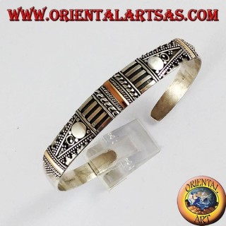 Silber-Armband mit drei Platten 14K Gold von Hand gemacht
