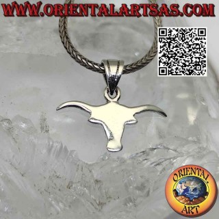 Pendentif en argent en forme de tête de bison lisse et plate