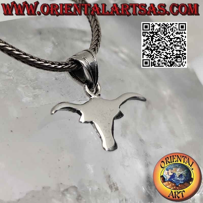 Colgante de plata con forma de cabeza de bisonte lisa y plana