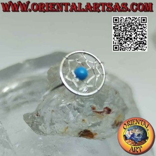 Anello in argento con acchiappasogni da 12 mm e pallina turchese