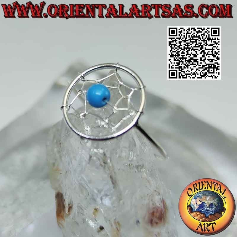 Anillo de plata con atrapasueños de 12 mm y bola turquesa