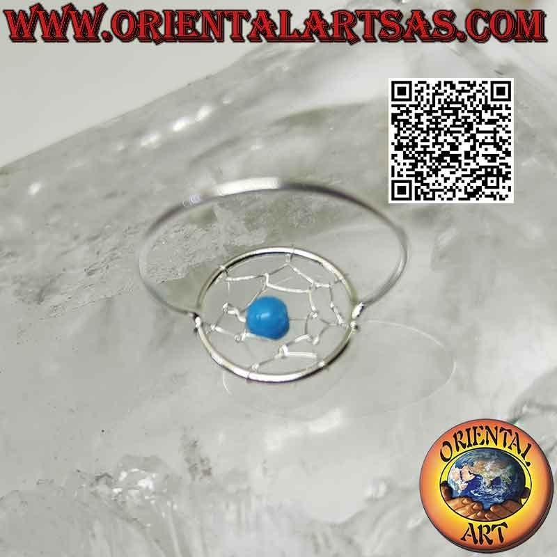 Silberring mit 12 mm Traumfänger und türkiser Kugel