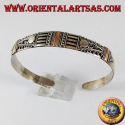 Pulsera de plata con hecho a mano tres placas de oro de 14K