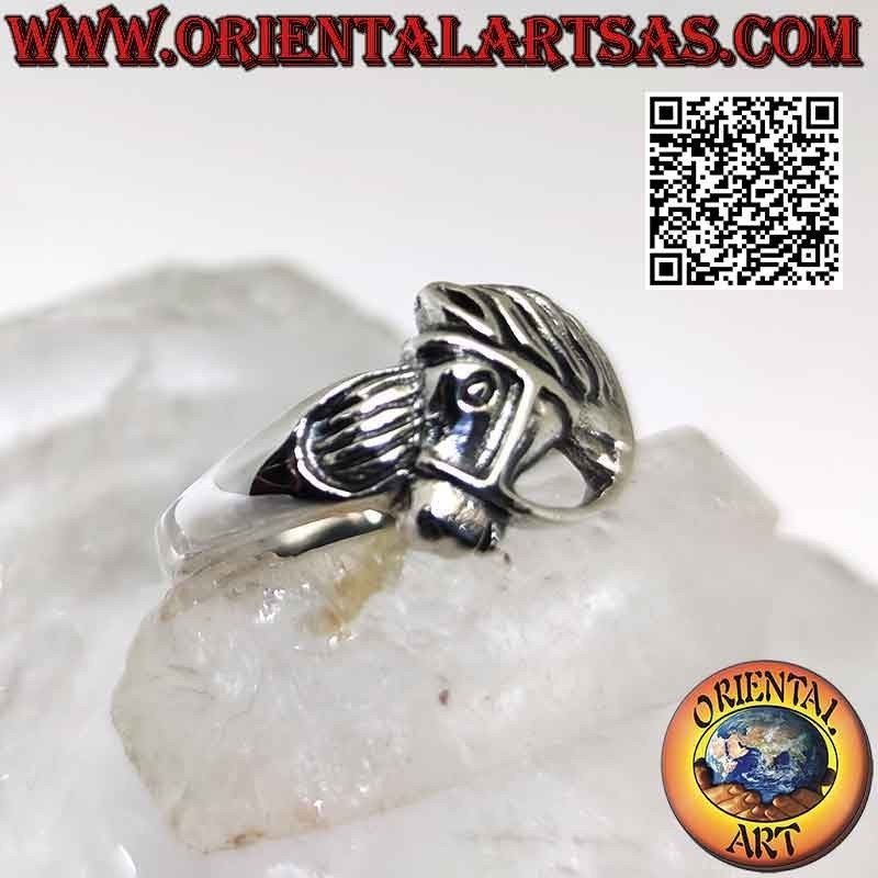 Bague en argent, tête de cheval avec bride profilée