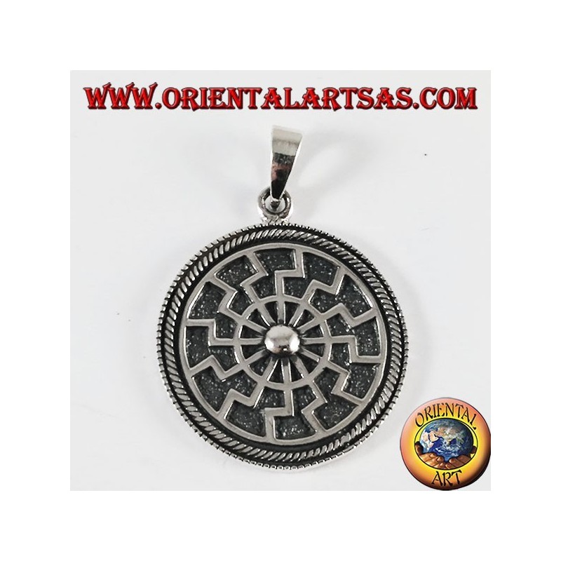 Silver Pendant Black sun gear sun, great