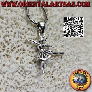 Colgante de plata de bailarina de ballet en tutú arabesco