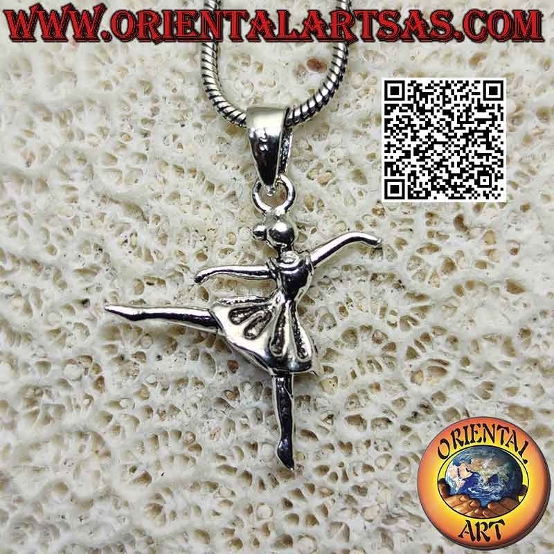 Silver pendant of ballet dancer in arabesque tutu