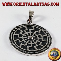 Silver Pendant Black sun gear sun, great