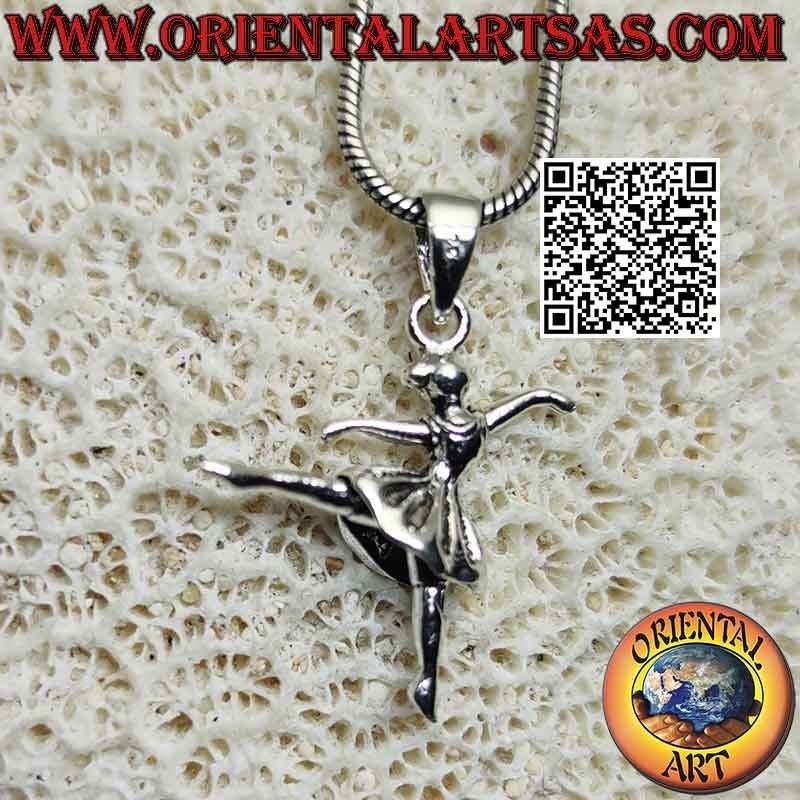 Colgante de plata de bailarina de ballet en tutú arabesco