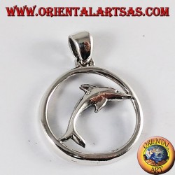 saut argent dauphin pendentif en cercle