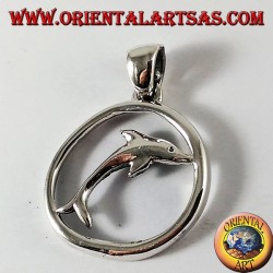 saut argent dauphin pendentif en cercle
