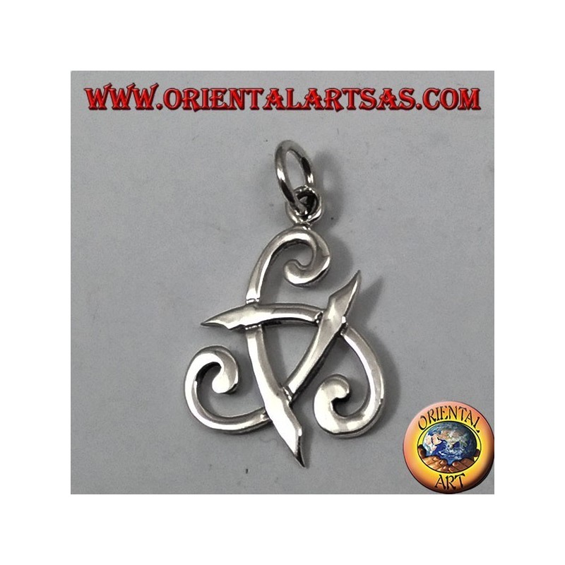 pendentif en argent, tricorne d'Odin ou de corne triskell