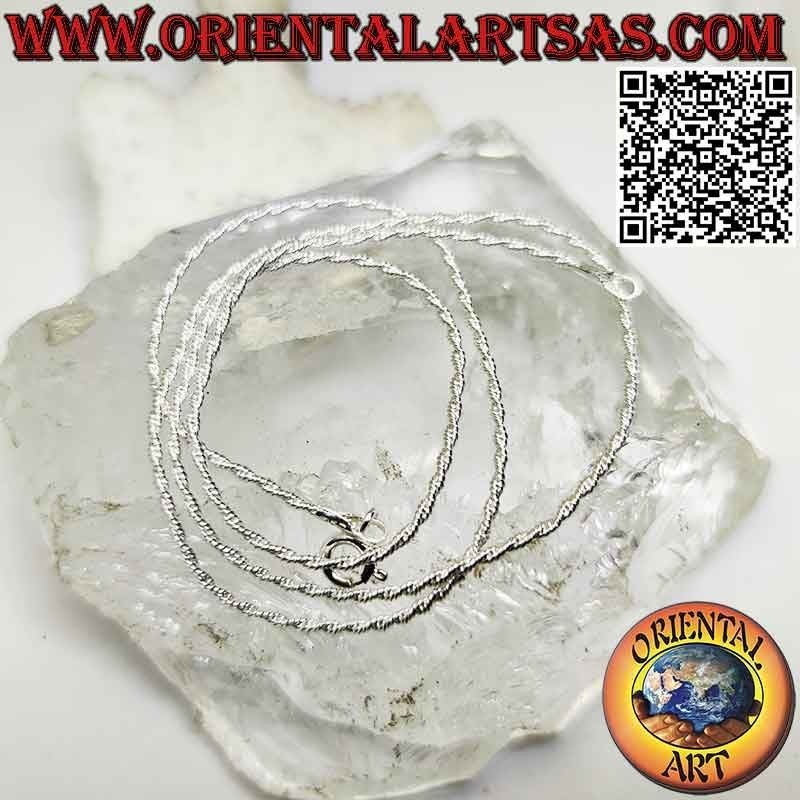 Collier chaîne en argent 925‰, maillon "torsadé" hélicoïdal rond non oxydé (épaisseur 1,2 mm)