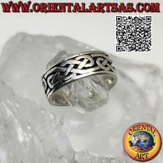 8 mm silver band ring. with infinite Celtic weave often engraved