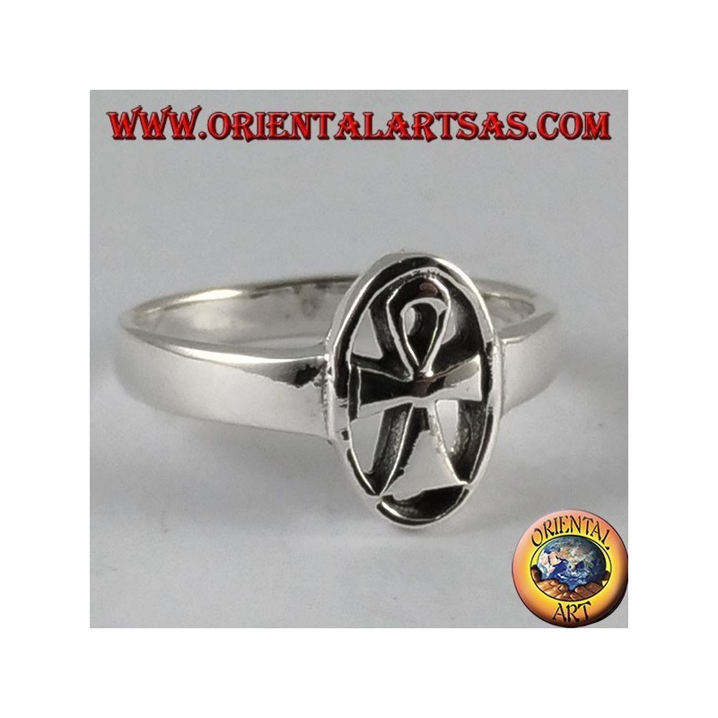 Bague en argent, clé de la vie ankh
