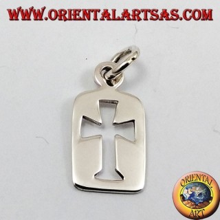 pendant carved cross in a silver plate