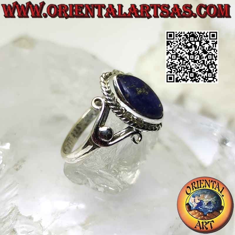 Anillo de plata con lanzadera cabujón lapislázuli y ganchos en U