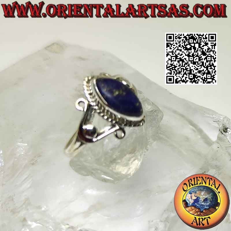 Silberring mit Shuttle Cabochon Lapislazuli und U-Haken