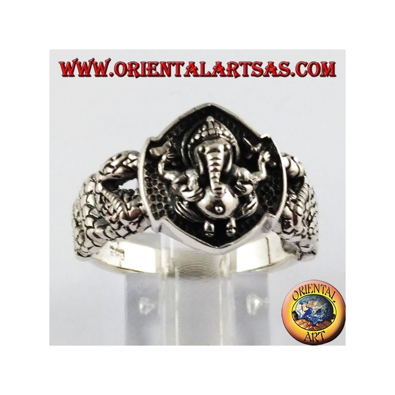 Anillo de plata de Ganesh, el dios elefante