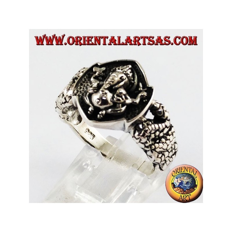 Silver ring Ganesh, the elephant god