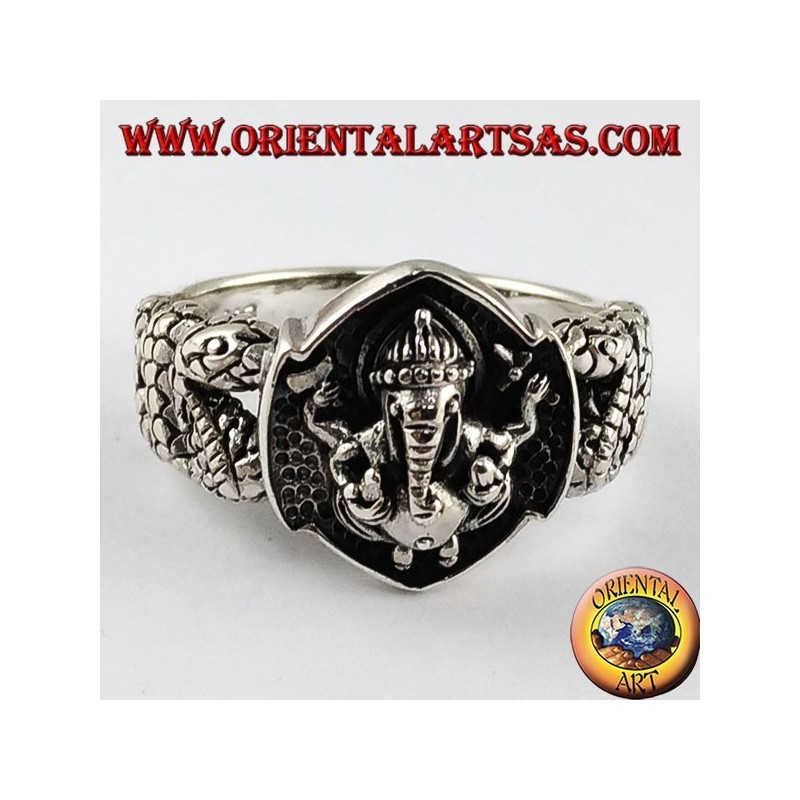 Anillo de plata de Ganesh, el dios elefante