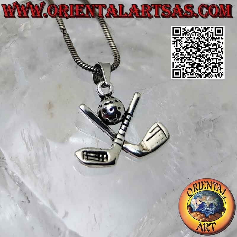 Golfschläger-Anhänger aus 925 Sterling Silber mit Golfball