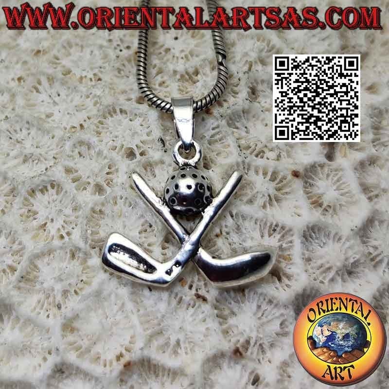 Golfschläger-Anhänger aus 925 Sterling Silber mit Golfball