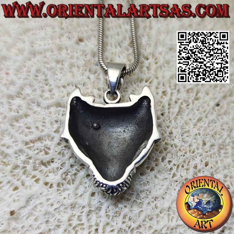Colgante de plata cabeza de lobo con nudo celta (mediano)