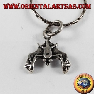 Silver Pendant Bat with head down (small)