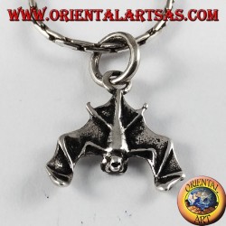 Silver Pendant Bat with head down (small)