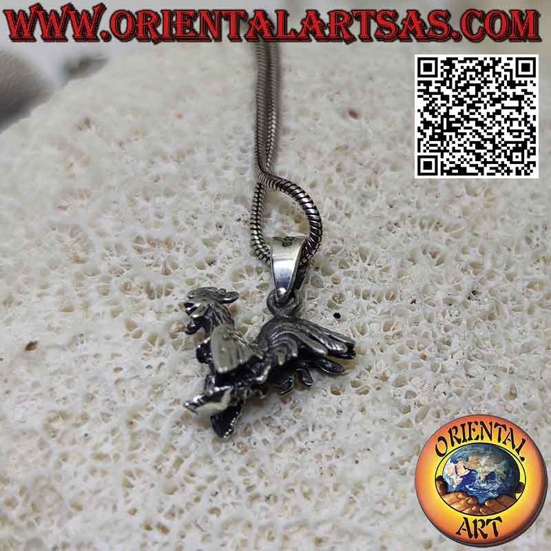 Pendentif en argent en forme de coq marchant (tridimensionnel)