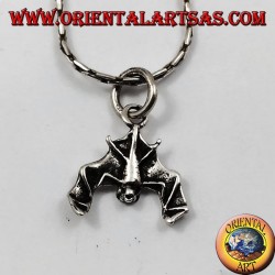 Silver Pendant Bat with head down (small)
