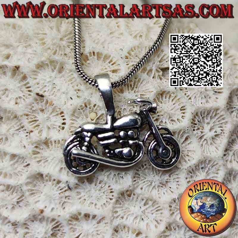Ciondolo in argento, motocicletta chopper stile "Harley Davidson"