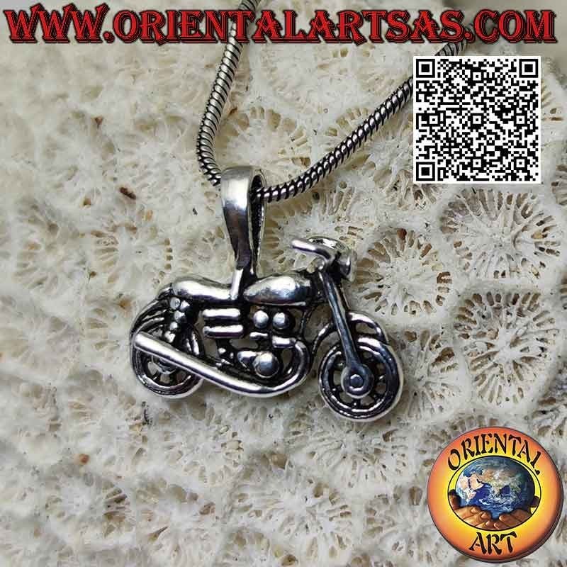 Pendentif en argent, moto chopper style "Harley Davidson"