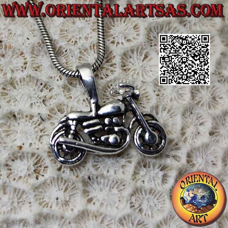Pendentif en argent, moto chopper style "Harley Davidson"