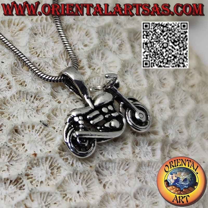 Silver pendant, "Harley Davidson" style chopper motorcycle