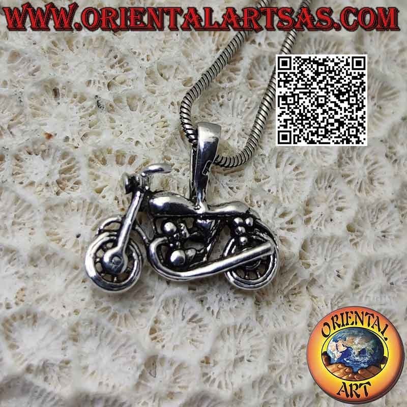 Ciondolo in argento, motocicletta chopper stile "Harley Davidson"