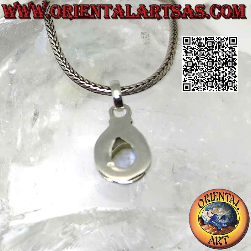 Pendentif en argent avec pierre de lune arc-en-ciel naturelle en forme de larme