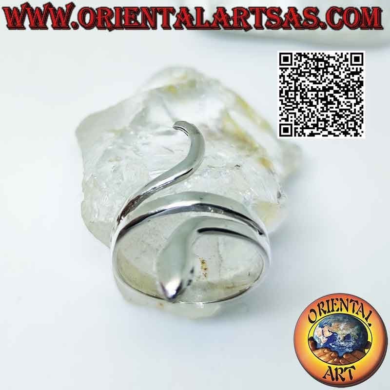 Silver ring smooth snake in sinuous movement (two turns)