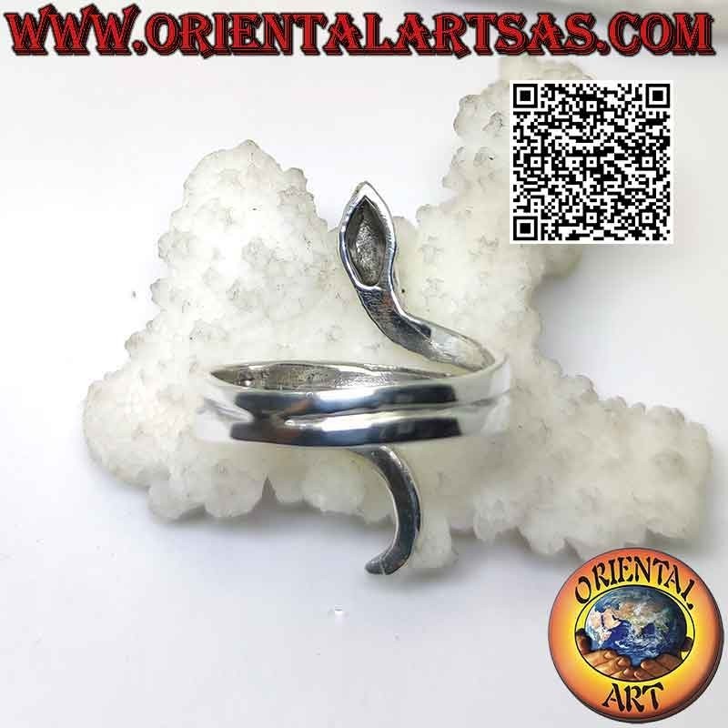 Silver ring smooth snake in sinuous movement (two turns)