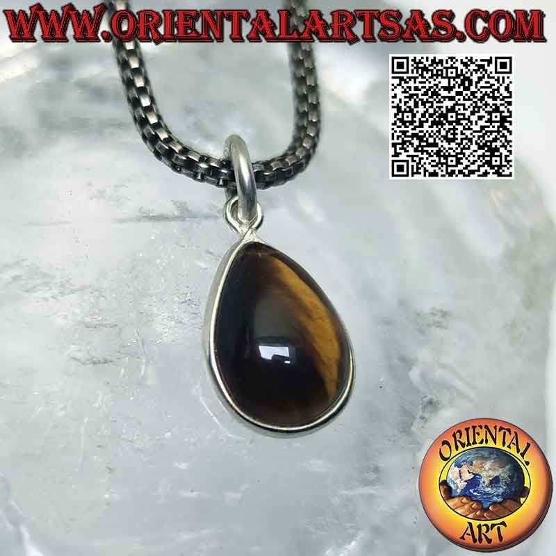 Colgante de gota de ojo de tigre y gancho de plata 925 ‰