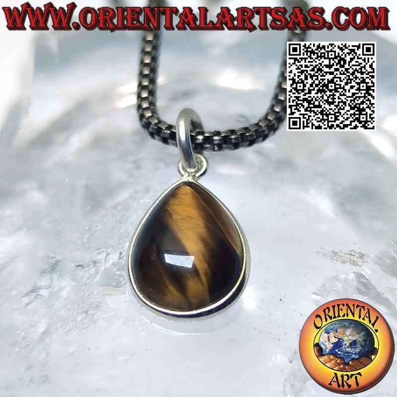 Tiger eye drop pendant and 925 ‰ silver hook
