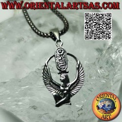 Silver pendant, winged Isis (goddess of motherhood, fertility and magic) in profile