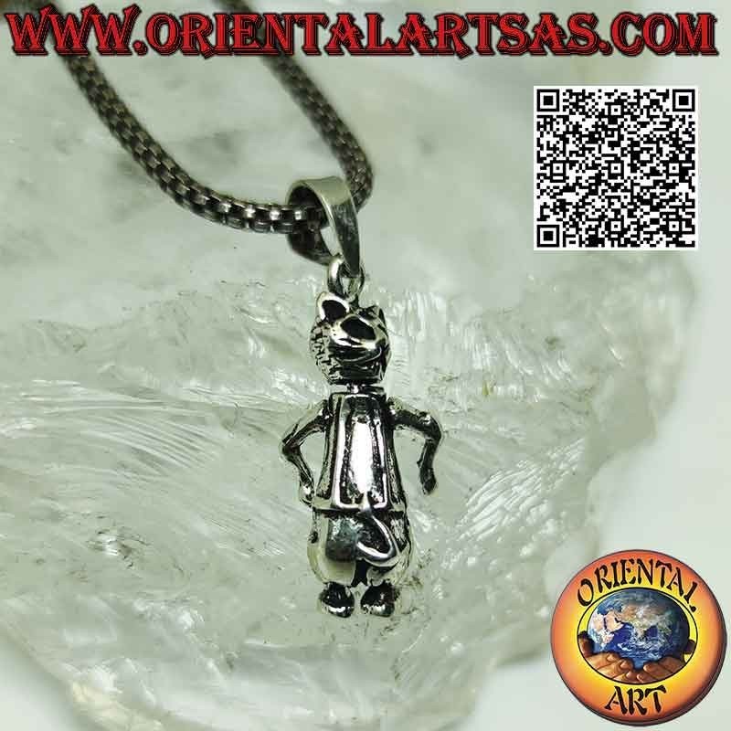 Pendentif en argent, mobile Maneki neko (le chat porte-bonheur chinois)
