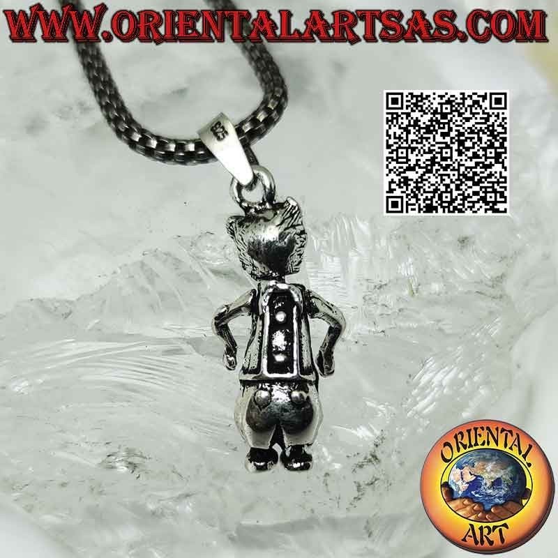 Colgante de plata, móvil Maneki neko (el gato chino de la suerte)
