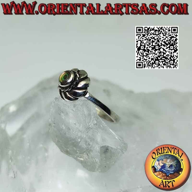 Spiral Vortex Paua Shell Abalone Ring 925 Silver 9mm | Oriental Art
