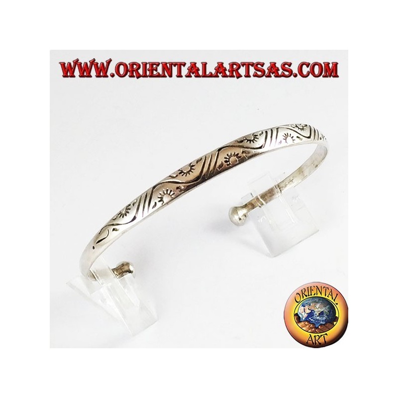 Starre Silber Armband mit der Hand gestempelt Sonne