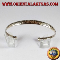 Starre Silber Armband mit der Hand gestempelt Sonne
