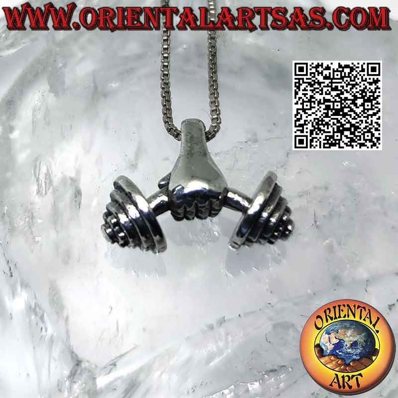 Pendentif en argent 925‰ le balancier courbe soutenu par la main